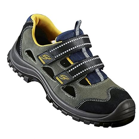 Stahlkappensandale Sicherheitsandale Fynn 2 Sandale S1 grau-gelb-blau - Größe 42