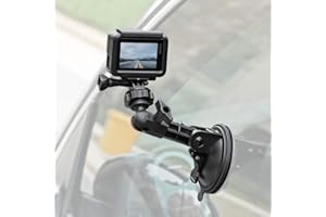 SKEZN Powerful Suction Cup Camera Car Mount with Tripod Adapter and Phone Holder for GoPro Hero 12/11/10/9/8 Black, iPhone, DJI Osmo Action 4/3, Samsung Galaxy, Google Pixel and More (3.3 * 3.3 * 5.6in)