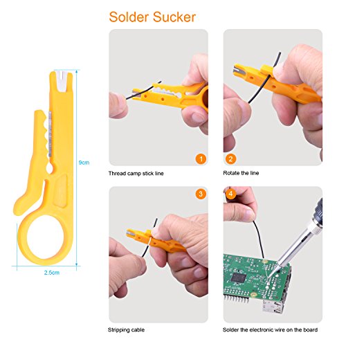 ETEPON Soldering Iron Kit 14-in-1 Electronic 60W Adjustable Temperature Welding Tool ON/OFF Switch with Desoldering Pump,2pcs Electronic Wire,5pcs Solder Iron Tips,Soldering Stand and PU Carry Bag - Thumbnail 4