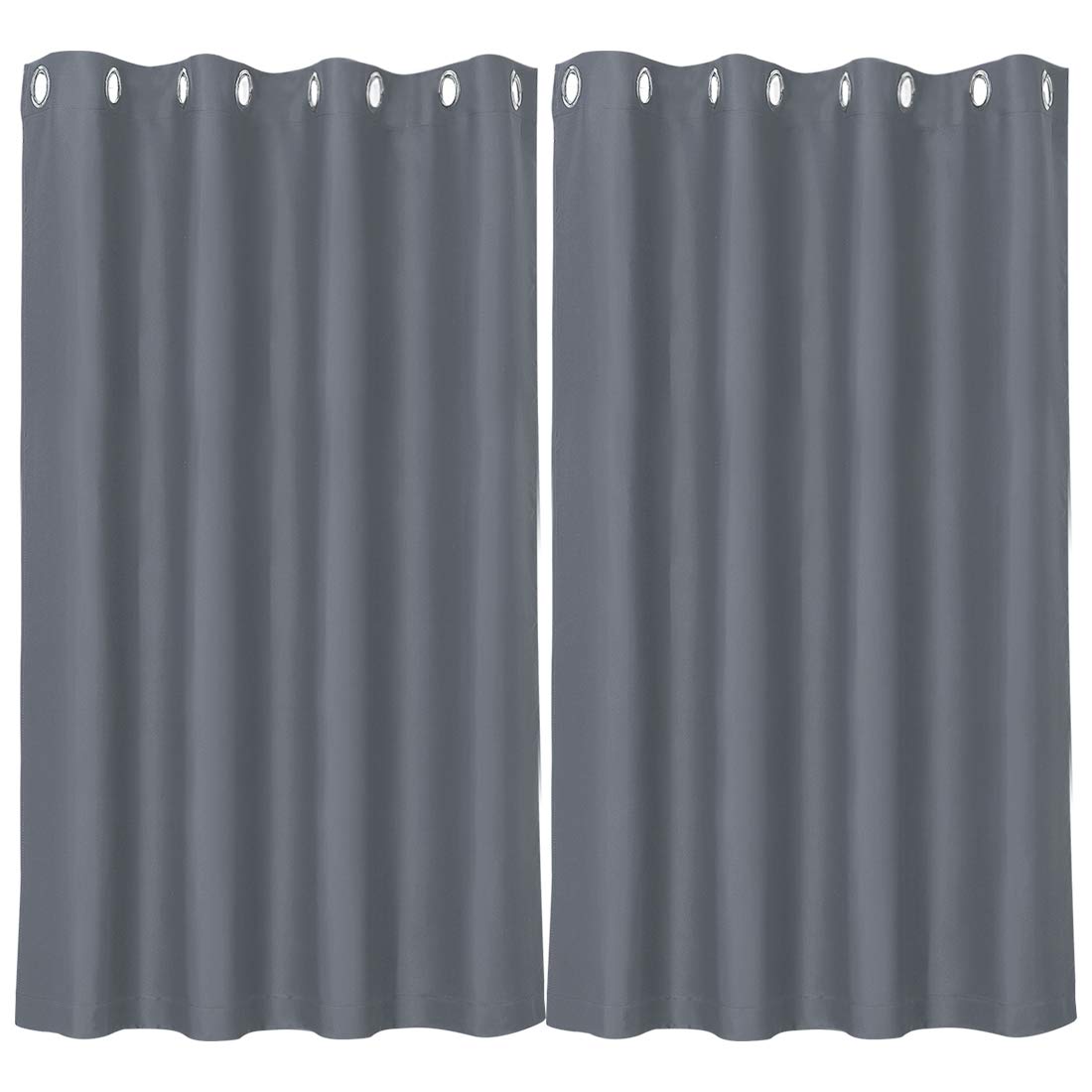 PiccoCasa Darkening Window Treatment Panel Valances Set Short Tier Curtain Drapes Decoration for Bathroom and Kitchen, 52 Width x 63 Length, 2 Pcs, Gray