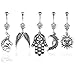 BodyJ4You 5PCS Belly Button Rings 14G Sun Wings Hamsa Moon Steel CZ Women Navel Piercing