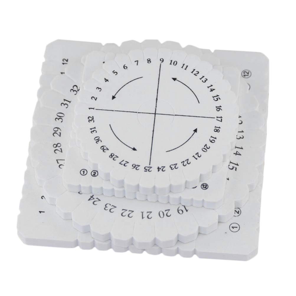 Artibetter Set of 4 Size Kumihimo Disks,6-Inch & 4-Inch,Round Square Kumihimo Disc Plate Macrame Braided Cord String Bracelet Loom Weaving Board Braiding Disk