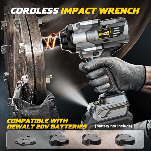 DIYtoolifz 1/2 inch Impact Wrench 1000Ft-lbs(1360N.m) Compatible with DeWalt 20v, Cordless High Torque 1/2'' Impact Driver with 4-Modes, LED Light, Brushless Impact Gun Car/Truck/Mower(Bare Tool)