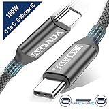 Akoada USB-C to USB-C 100W Cable 10ft,USB C Braided Fast Charging Cable Compatible with 2019/2018 MacBook,MacBook Pro,MacBook Air/iPad Pro 2018,HP Spectre,Pavilion,Pixelbook&nbsp;and Type-C Laptops (Grey)