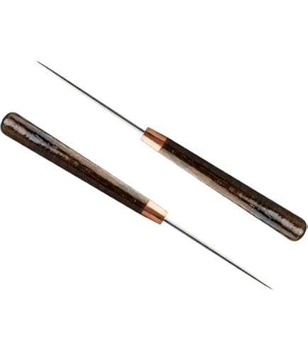 HARFINGTON Single Gourd Sewing Awl – Wooden Handle, Stainless Steel Needle, For Leather Punching, Stitching & DIY