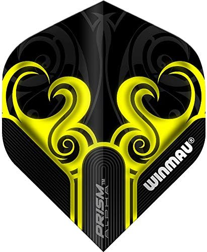 WINMAU Prism Alpha Black & Yellow Extra Thick Dart Flights - 1 set per pack (3 flights in total)