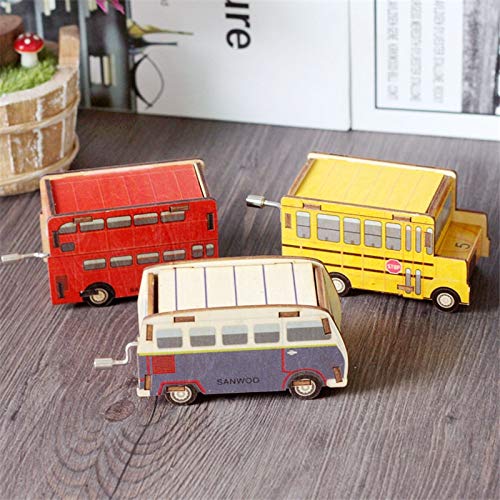 SHANYYH Music Box Wooden Vehicle Wooden Music Box Car Model Manual Music Bell Toy Children's Gift Table Decoration Music - Thumbnail 7