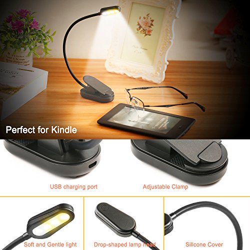 ColorGo Rechargeable Book Light, Easy Clip on LED Night Reading Light for Books in Bed With White and Warm Lamp [Patent Protect] - Thumbnail 4