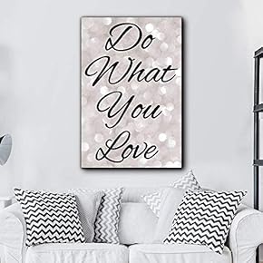 Bold Inspirational Quote Do What You Love Black Script on Champagne Bokeh Background - Home and Dorm Room Art - Canvas Art Home Art - 12x18 inches
