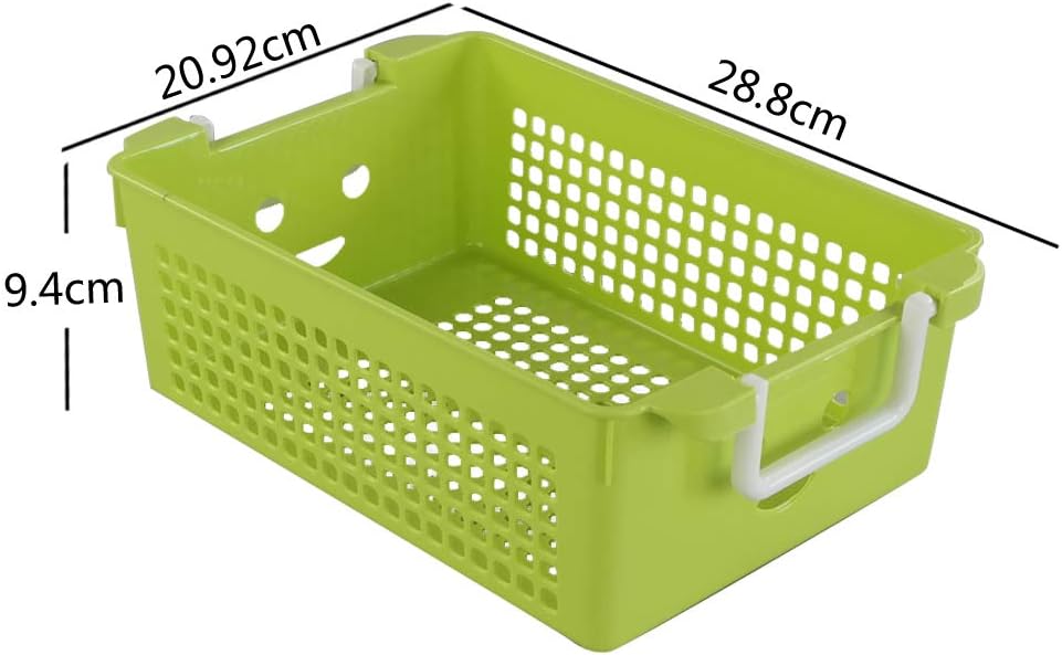 Mayish 5L Plastic Stackable Basket with Carry Handles, Official Stackable Plastic Storage Basket, 6 Pack, Pink Blue Green - Image 3