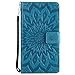 LG Stylo 3 Wallet Case, LG Stylus 3 Case,A-slim(TM) Sun Pattern Embossed PU Leather Magnetic Flip Cover Card Holders & Hand Strap Wallet Purse Case for LG Stylo 3 Plus LS777 - Blue