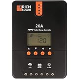 RICH SOLAR 20 Amp 12V/24V DC Input MPPT Solar Charge Controller with LCD Display Solar Panel Regulator for Gel Sealed Flooded