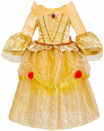 MISG Girls' Belle Princess Dress Costume Deluxe Golden Party Dress 3-8 Years(4-5)