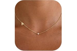 FUCJOEE Initial Necklaces for Women, Dainty Stocking Stuffers 14K Gold Plated Sideways Letter Necklace Simple Choker Necklace Personalized Initial Name Necklaces for Women Cute Trendy Stuff Teen Jewelry Gifts