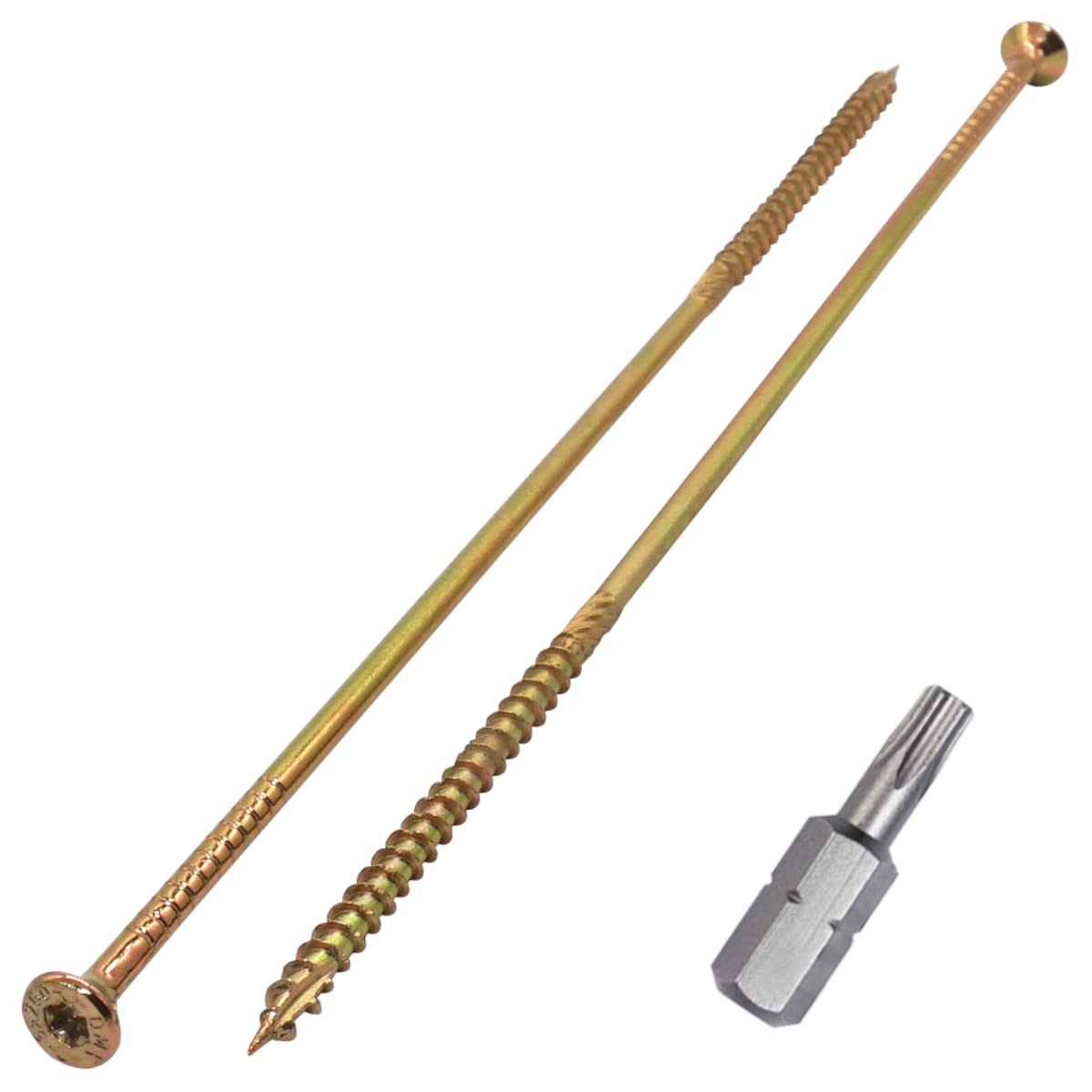 SKIR'CO (20 pcs) Universal Zinc Plated Steel 6.0 x 300 mm Yellow Wood Screws, Countersunk Head, Torx Head, Type 17, Chipboard Screws