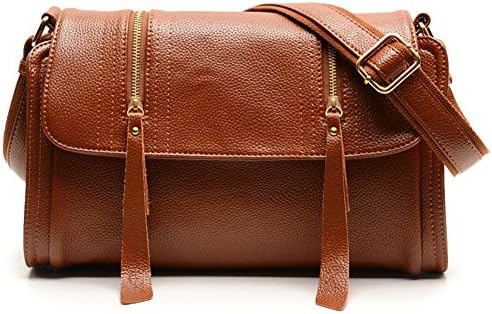 Niktest Women's Soft Surface Diagonal Leather Shoulder Cross Boby Bags Brown