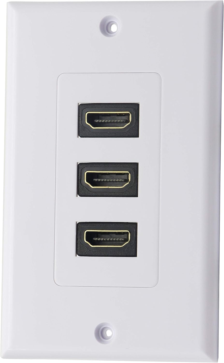 zdyCGTime 3-Port HDMI Wall Plate - Decorative Audio/Video Outlet, Supports 4K 60Hz & 1080P for Projectors & Home Theater in White