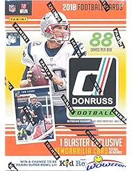 2018 Donruss NFL Football EXCLUSIVE HUGE Factory Sealed Retail Box with MEMORABILIA Card & ONE ROOKIE Per Pack! Look for RC&rsquo;s & Auto&rsquo;s of Baker Mayfield, Saquon Barkley, Josh Allen & More! WOWZZER!