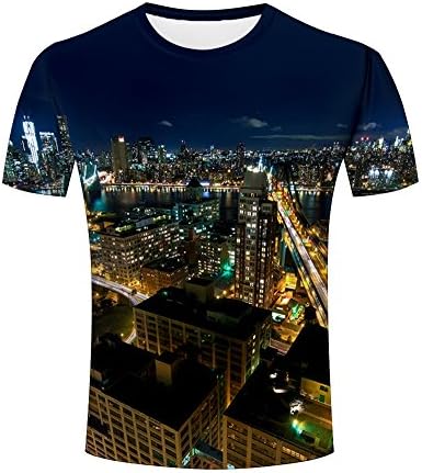 T-shirt 3D Print Mens Summer fashion Architecture pattern tie-dye Short Sleeves shirts L