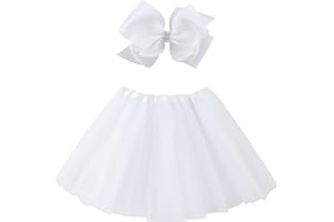 Jastore Girls Tutu Skirt 4 Layers Tulle Tutus for Girls Fluffy Ballet Dress Up for Toddler Kids Children