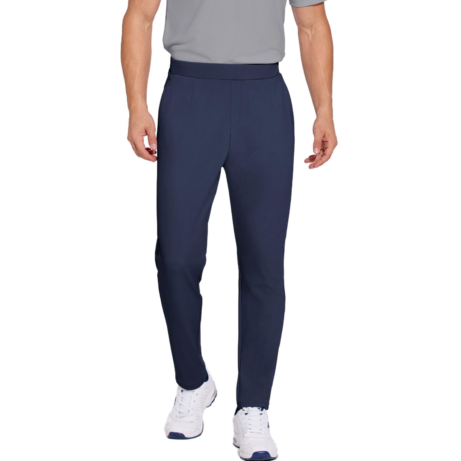PINSPARK Men's Golf Pants UPF50+ Stretch Lightweight Quick Dry Pants Elastic Waist Pants with Zipper Pockets Joggers Workout Blue Purple