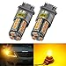 2-Pack Amber/Yellow 4114 3157 3047 3057A 4157 LED Light 12V-24V DC,5050 18 SMD Car Replacement For Parking Turn Signal Light Lamps Tail Blinker Bulbs