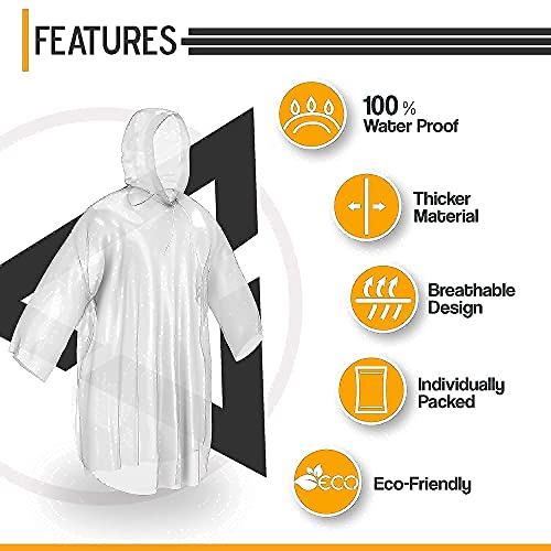 RAINOUX Disposable Rain Poncho (Clear Adult 5 Pack) Pricepulse
