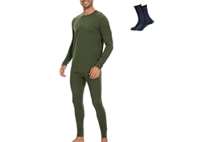 MERINNOVATION Merino Wool Base Layer Set for Men 100% Merino Wool Thermal Underwear Long Sleeve