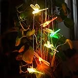 Dragonfly LED Solar Wind Chime Night Light, Color-Changing (Clear Dragonfly)