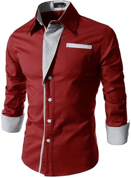 Amazon Sgl Collection ドレスシャツ メンズ 長袖 ストライプ 折り返し デザイン レギュラーカラー スリムフィット カットソー 4色選択 S Xxxl 日本向けサイズ仕様 シャツ 通販