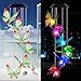 Solar Butterfly Wind Chimes Outdoor- Waterproof Solar Powered LED Changing Light Color 6 Green Butterflies Mobile Romantic Wind-bell For Home, Party, Festival, Night Garden Decoration(blackboard)