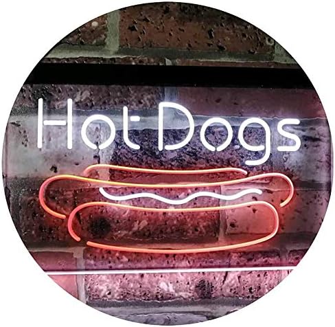 MOCHEN Hot Dogs Café Kitchen Décor Dual Color LED Neon Sign (300mm x 210mm) Super Bright Display Signboard
