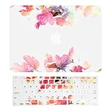 TOP CASE - 2 in 1 Bundle Deal, Floral Reflection Pattern Rubberized Hard Case + Keyboard Cover for Old Generation Macbook Pro 13