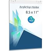Wall Mount Acrylic Sign Holder 8.5 x 11 Vertical，Clear Plastic Picture Frame, Photo Menu Flyer Display Holders for Office Home Hotel Business Store with Adhesive Tape