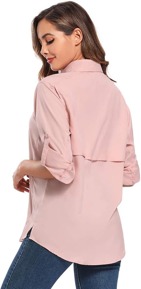 Jessie Kidden Women's Quick Dry Sun UV Protection Convertible Long Sleeve Shirts for Hiking Camping Fishing Sailing : Clothing