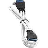 CableMod ModFlex Sleeved Internal USB 3.0 (White, 50cm) | Paracord Sleeve. High-grade Copper Wiring. Rich and Vibrant Color. Extends Internal USB 3.0 Cables. Straight connector.