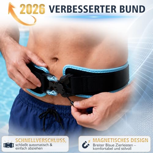 2026 Premium Swimming Belt for Pool, 4-10 m Magnetic Swimming Belt Adult for Pool, Adjustable Swimming Belt with Elastic Rubber Bands, Swimming Aid Suitable for Swimming Training