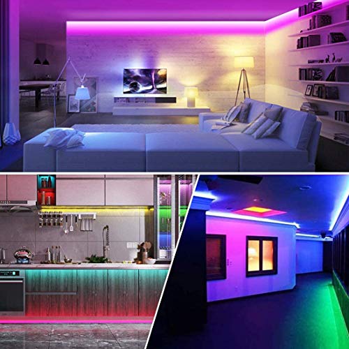 RGB LED Strip Lights 40FT, MikeWin Color Changing Led Lights with 44 Keys RF Remote Controller, Music Sync Flexible Rope Lights for Holiday Room Wall Corner Bedroom Bar Dorm Decor