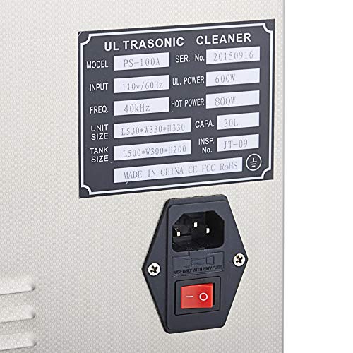 30L Ultrasonic Cleaner with Digital Timer & Heater, Professional Ultrasound Jewelry Cleaning Machine for Parts Denture Ring Watch