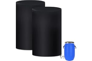 AKEfit 55 Gallon Water Storage Barrel Cover Outdoor Water Drum Cover Waterproof Rain Barrel Cover Oxford Cloth Anti Dust (2 Pcs 25 x 37 Inch)