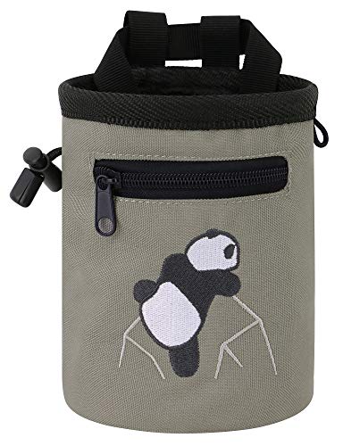 AMC Rock Climbing Panda Compact Chalk Bag with Adjustable Belt, Gray