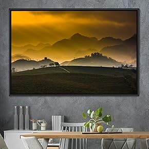 signwin Framed Canvas Wall Art Orange Sunset Abstract...