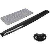 ABRONDA Gel Keyboard & Mouse Wrist Rest Set - Keyboard Wrist Rest Pad & Mouse Support for Office Gaming Pad Computer Laptop E