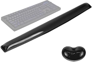 ABRONDA Gel Keyboard & Mouse Wrist Rest Set - Keyboard Wrist Rest Pad & Mouse Support for Office Gaming Pad Computer Laptop Ergonomic Comfortable Pain Relief- Pad Set (Black Pad Set)