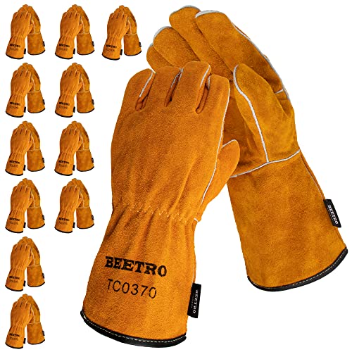 BEETRO Welding Gloves 12 Pairs Cow Leather Forge/Mig/Stick/Tig