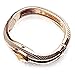Elegant Rose Golden Oval Quartz Watch OL Lady Cuff Bangle Bracelet