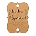 Summer-Ray 48pcs Personalized Brown Kraft Little Violin with Leaves Print Wedding Sparkler Tags Let Love Sparkle