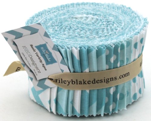 Riley Blake BASICS VARIETY AQUA Rolie Polie 24 2.5 inch Jelly Roll Strips Quilt Fabric RP-20-24