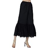 BEAUTELICATE Women Pettipants Half Slip Wide Leg Lace Trim Cotton Batiste Culotte Slip