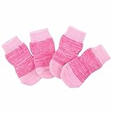 Weixinbuy Pet Puppy Dog Anti-slip Cotton Knit Socks 4pcs/set Rose X-Small